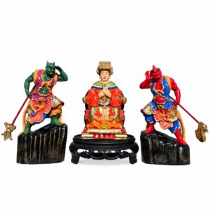 Mazu and Attendants Wood Statue Set, approved main product view.