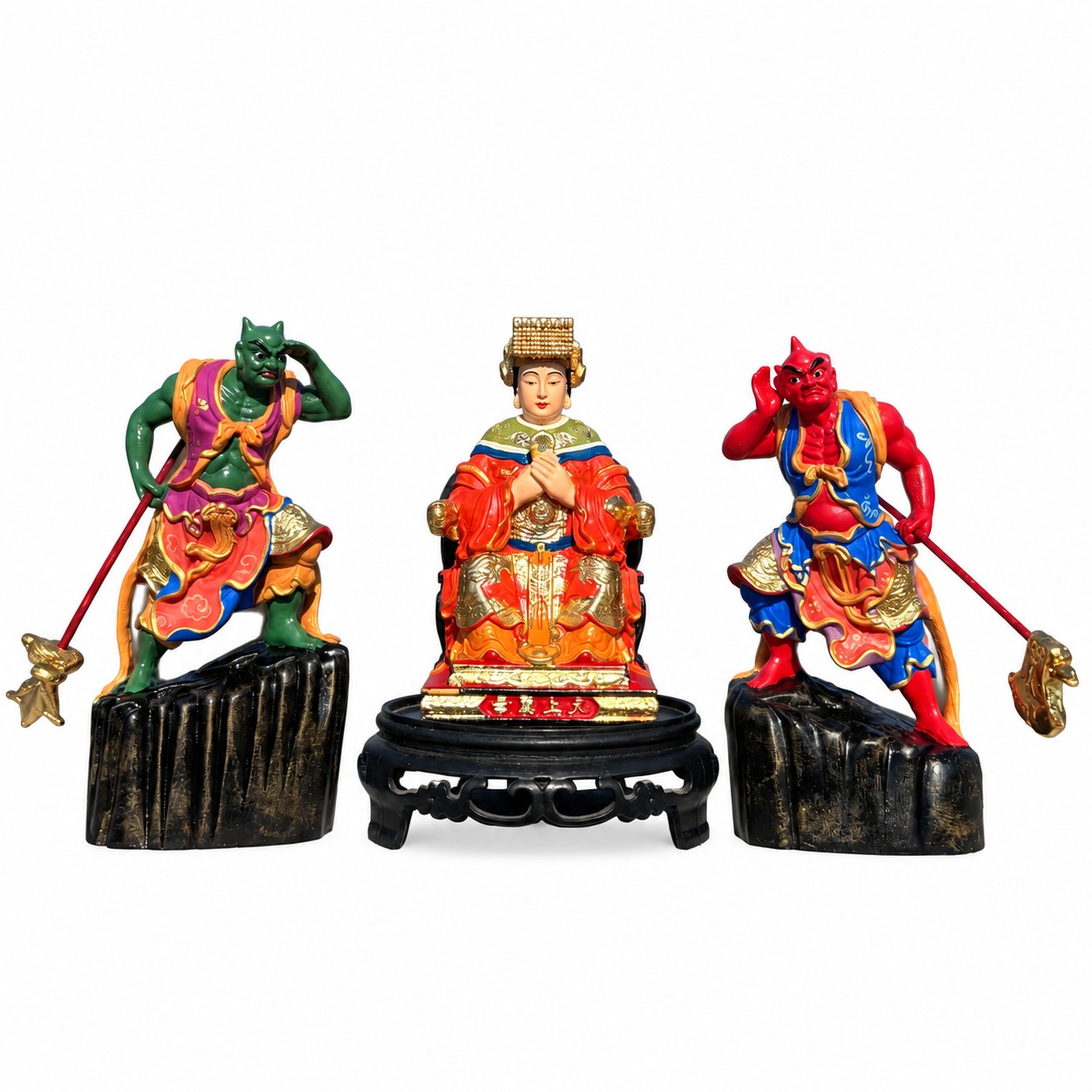 Mazu and Attendants Wood Statue Set, approved main product view.