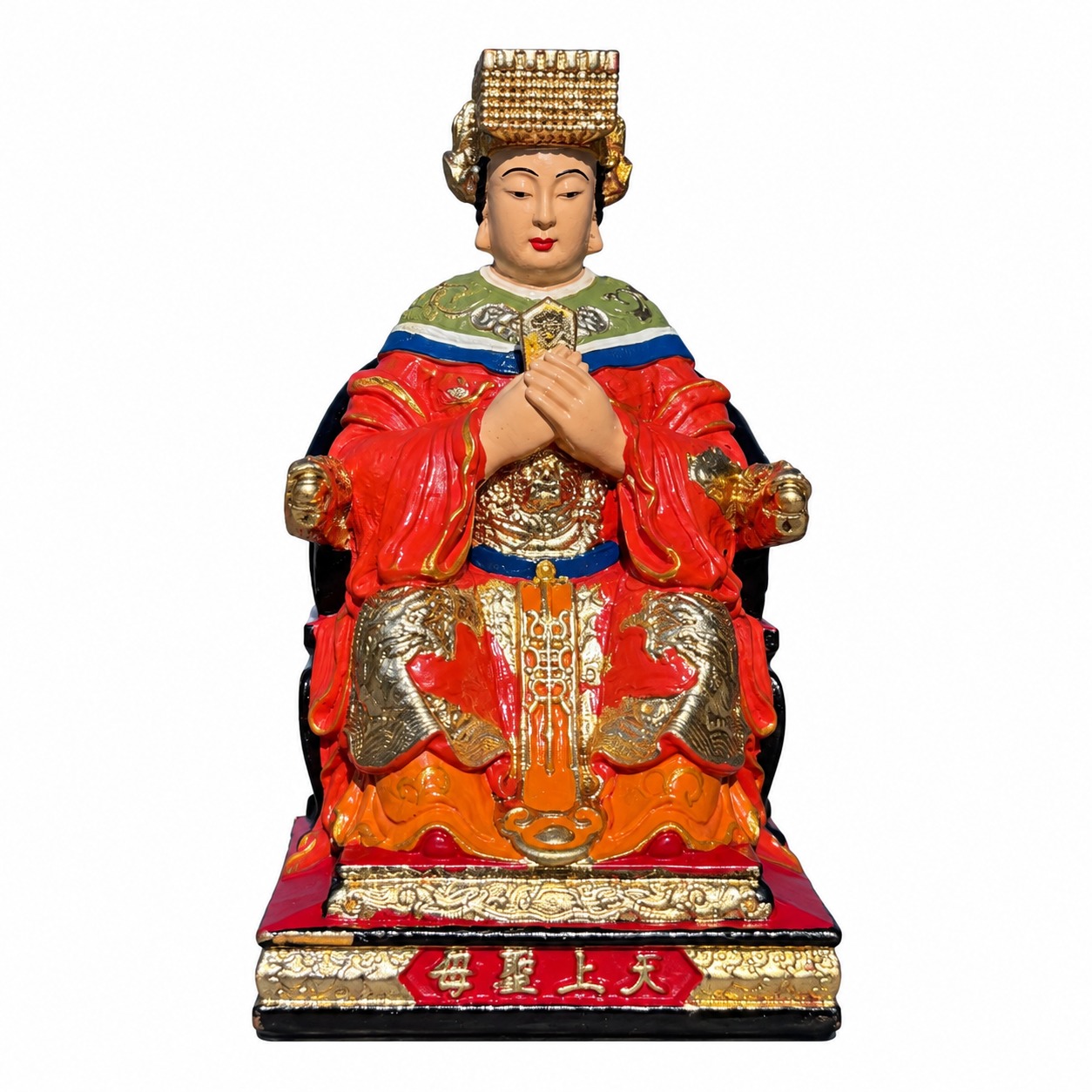 Mazu and Attendants Wood Statue Set, approved main product view.