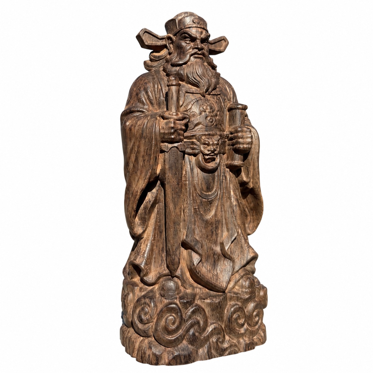 Zhong Kui Wood Statue, approved main product view.