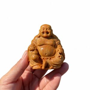 Laughing Buddha Wood Figurine, approved main product view.