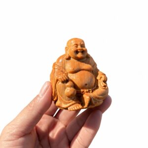 Laughing Buddha Wood Figurine, approved main product view.