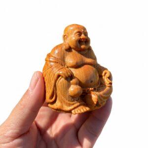 Laughing Buddha Wood Figurine, approved main product view.