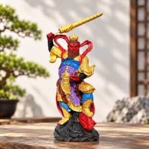 Wang Lingguan Wood Statue, approved hero product view.