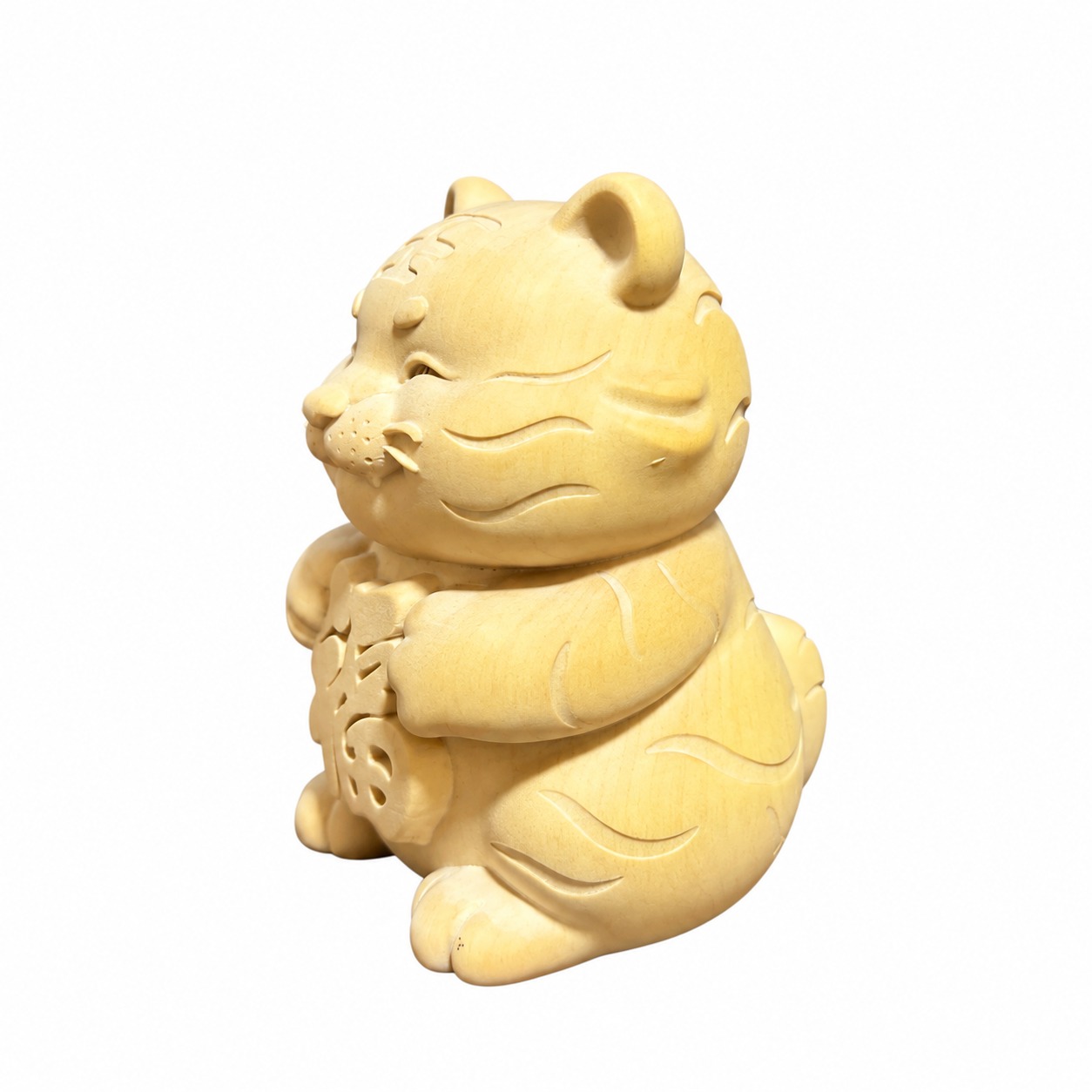 Hu Ye Tiger Deity Wood Figurine, approved main product view.