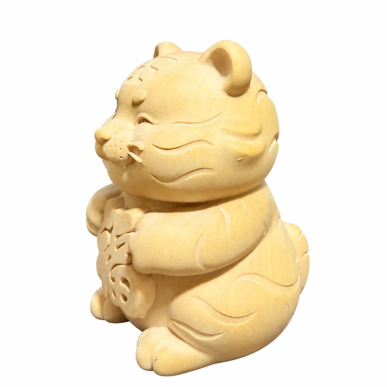 Hu Ye Tiger Deity Wood Figurine, approved main product view.
