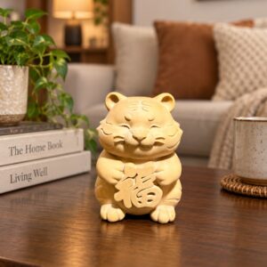 Hu Ye Tiger Deity Wood Figurine, approved scene product view.