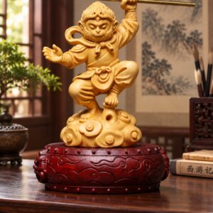 Sun Wukong Wood Statue, approved scene product view.