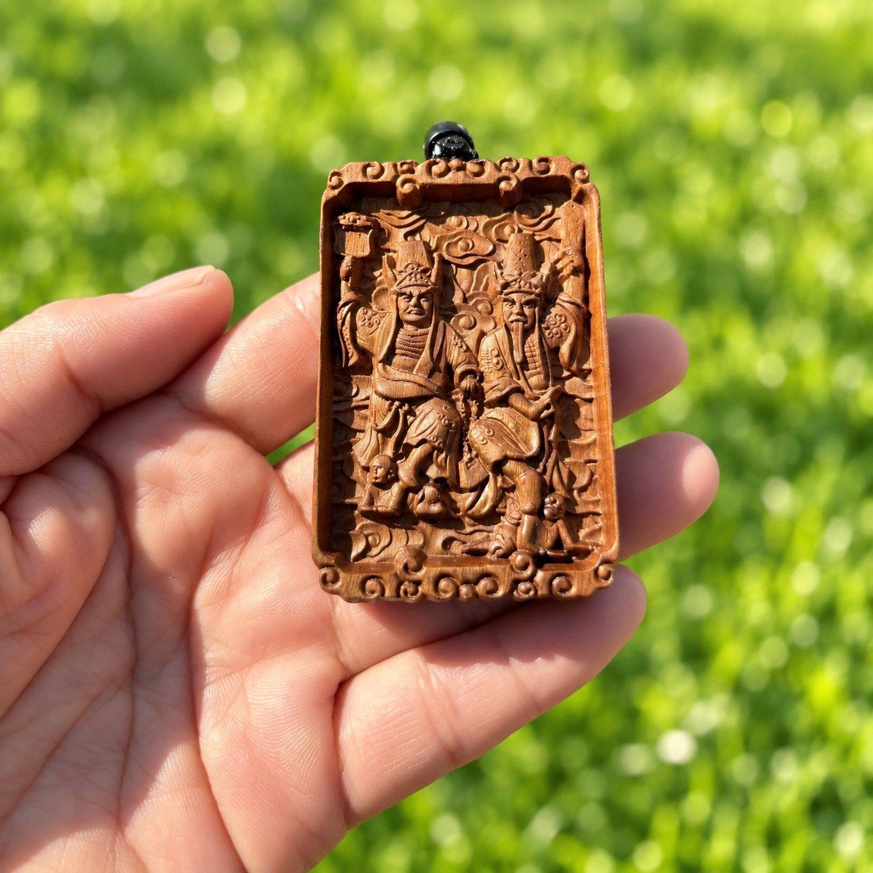 Black and White Wuchang Wood Pendant, approved hero product view.