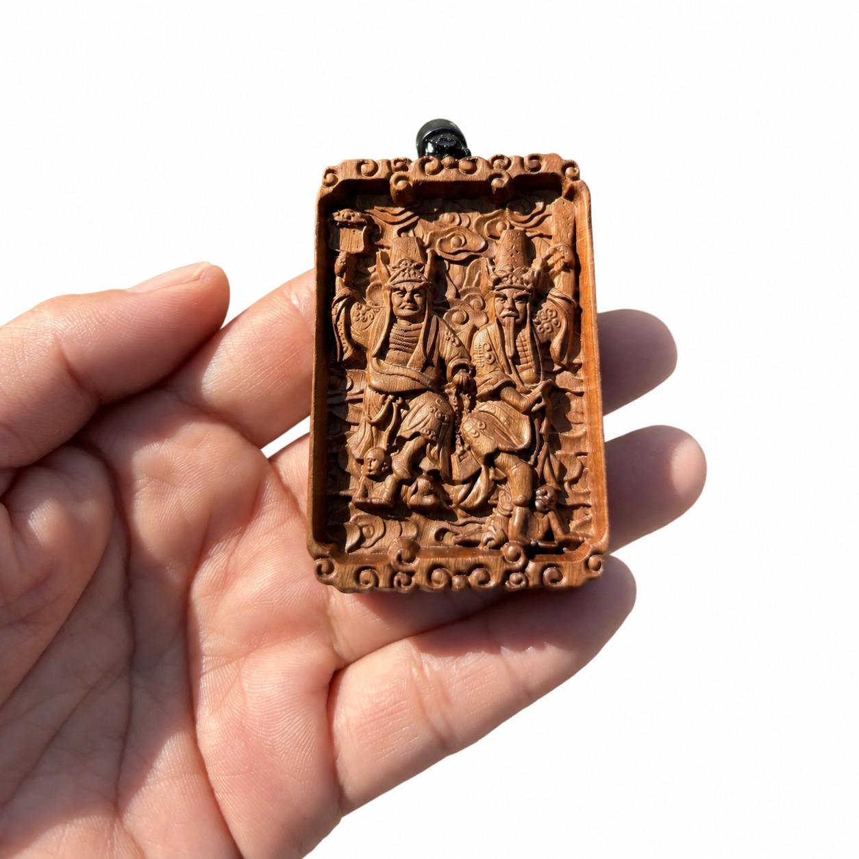 Black and White Wuchang Wood Pendant, approved main product view.