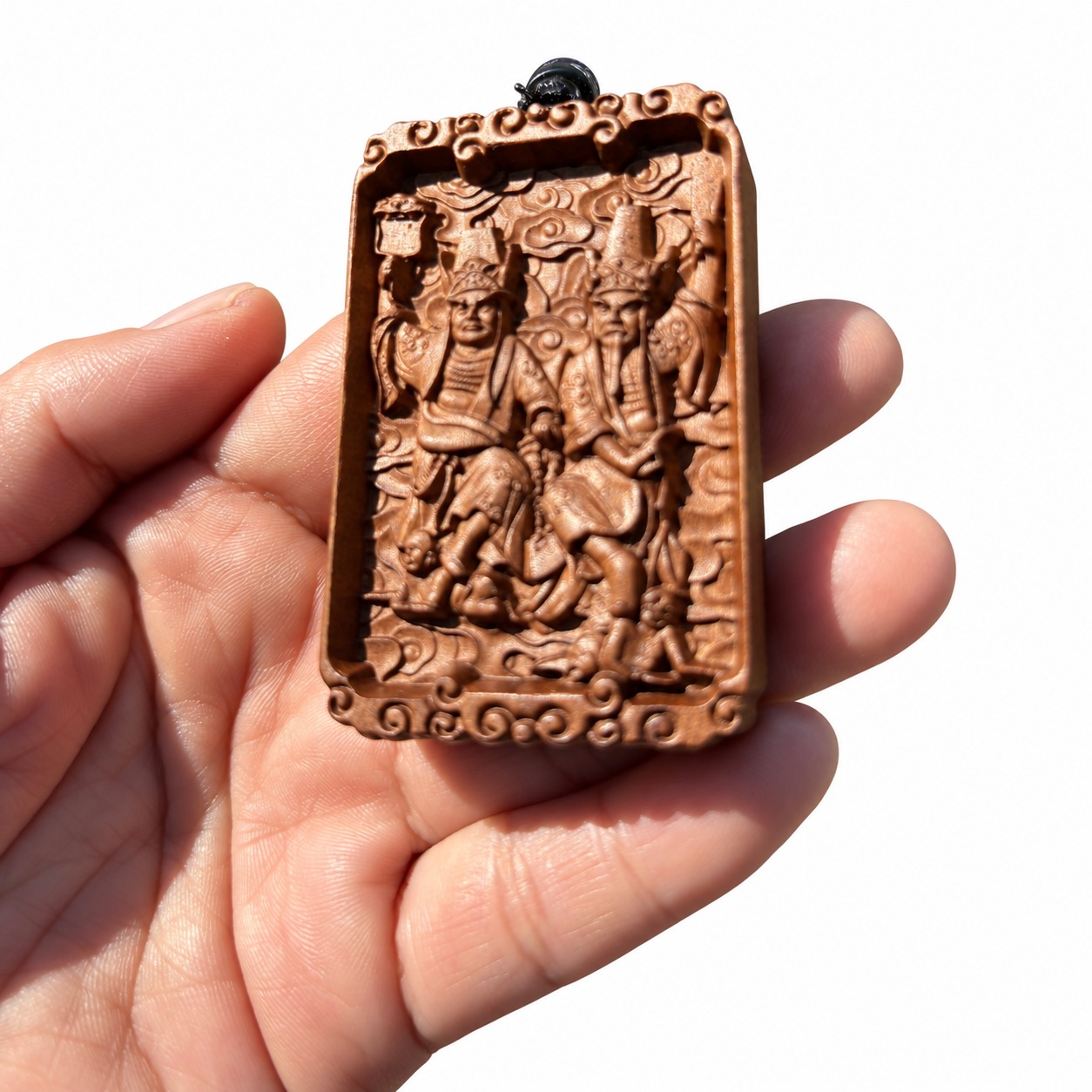 Black and White Wuchang Wood Pendant, approved main product view.