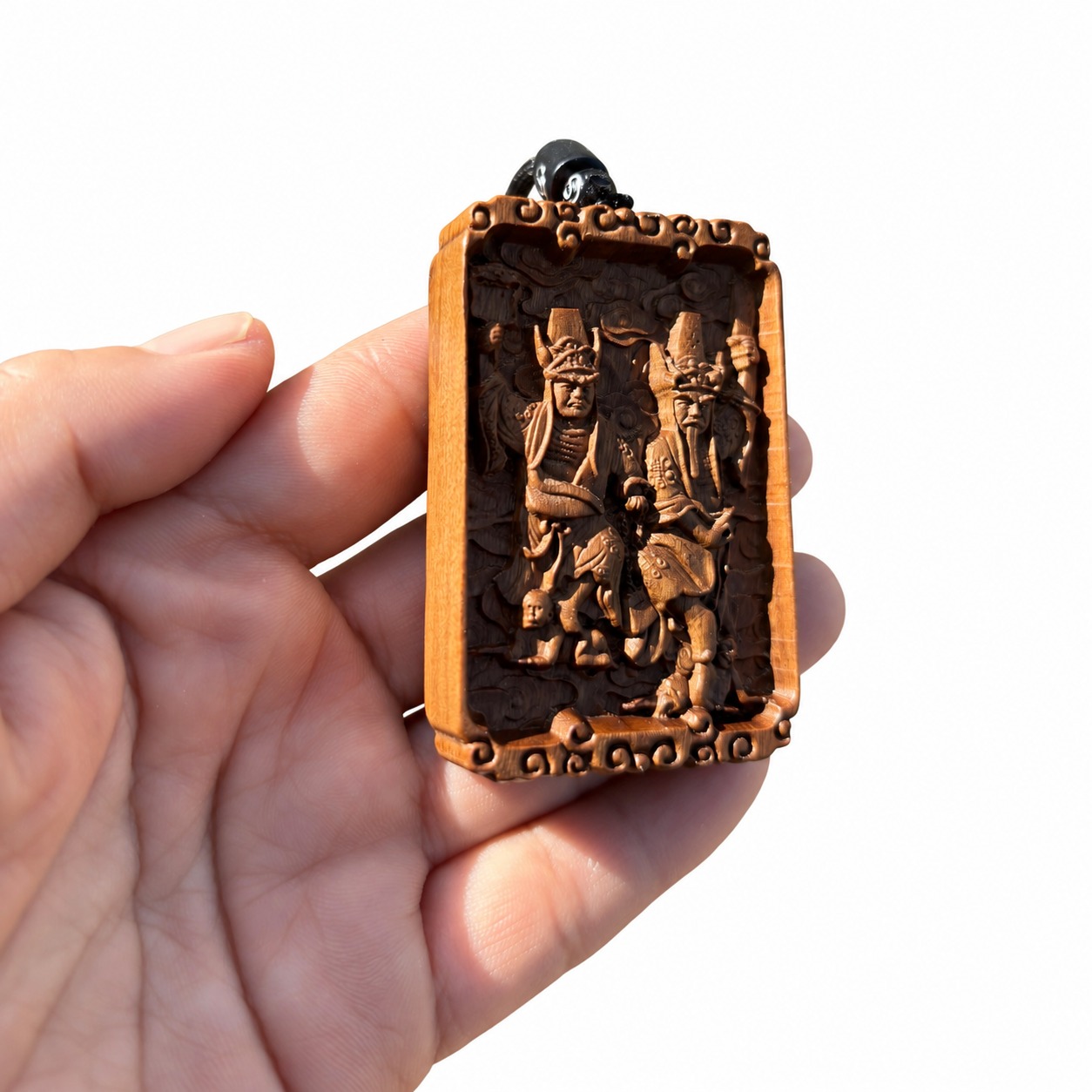 Black and White Wuchang Wood Pendant, approved main product view.
