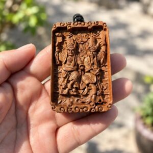 Black and White Wuchang Wood Pendant, approved scene product view.
