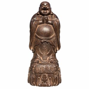 Laughing Buddha Wood Statue, approved main product view.