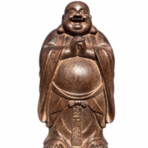 Laughing Buddha Wood Statue, approved main product view.