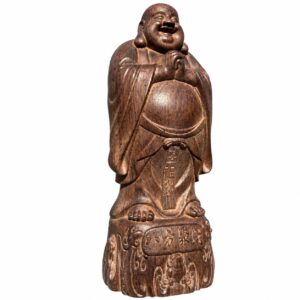 Laughing Buddha Wood Statue, approved main product view.