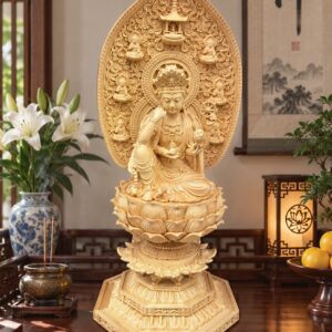 Six-Armed Guanyin Wood Statue, approved scene product view.
