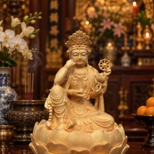 Six-Armed Guanyin Wood Statue, approved scene product view.