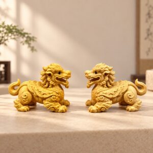 Qilin Wood Figurines — Single or Pair, approved hero product view.