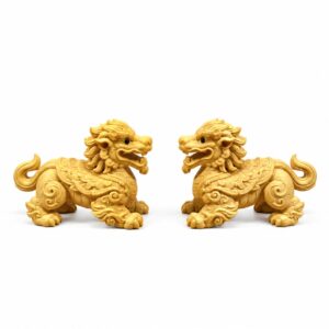 Qilin Wood Figurines — Single or Pair, approved main product view.