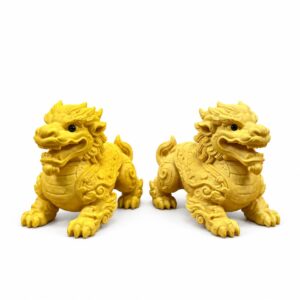 Qilin Wood Figurines — Single or Pair, approved main product view.