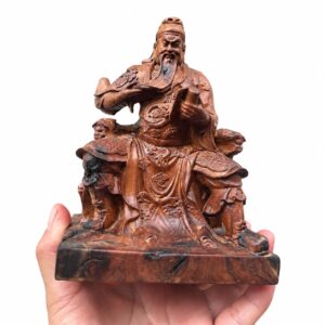 Guan Gong Reading Wood Statue, approved main product view.