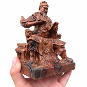 Guan Gong Reading Wood Statue, approved main product view.