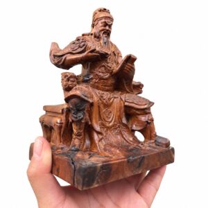 Guan Gong Reading Wood Statue, approved main product view.