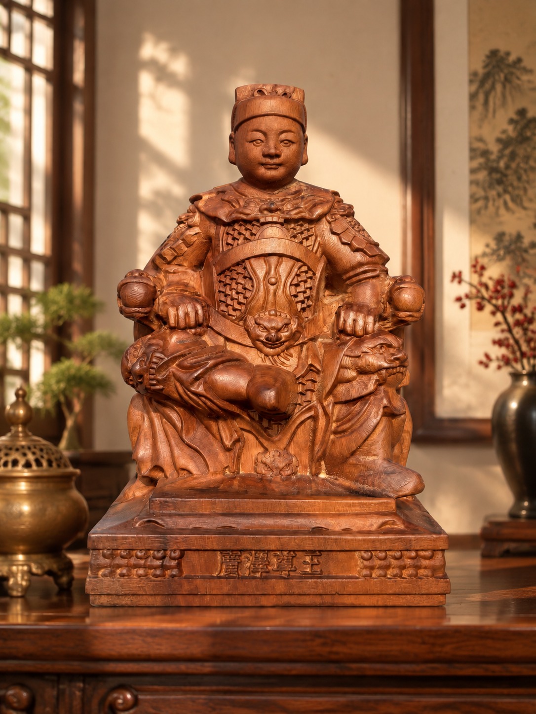 Guangze Zunwang Wood Pocket Shrine, approved scene product view.