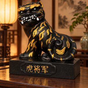 Hu Ye Tiger Deity Wood Statue, approved scene product view.