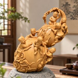 Seven Calabash Brothers Wood Figurines, approved scene product view.