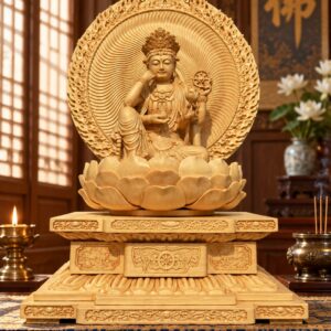 Six-Armed Guanyin Wood Statue, approved scene product view.