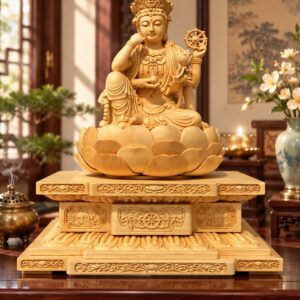 Six-Armed Guanyin Wood Statue, approved scene product view.