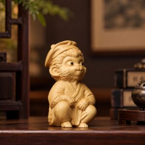 Monkey Wood Figurine, approved scene product view.