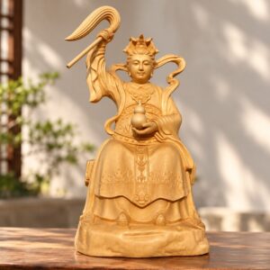 Jiutian Xuannu Wood Statue, approved hero product view.
