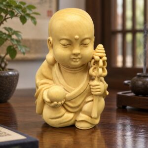Ksitigarbha Wood Figurine, approved scene product view.