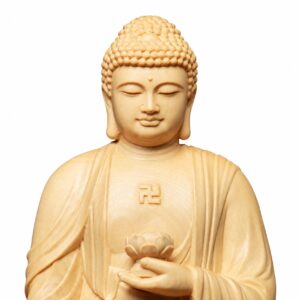 Amitabha Buddha Wood Statue, approved main product view.