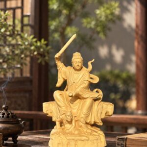 Chen Jinggu Lady Linshui Wood Statue, approved scene product view.