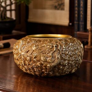 Four-Dragon Brass Bowl, approved scene product view.
