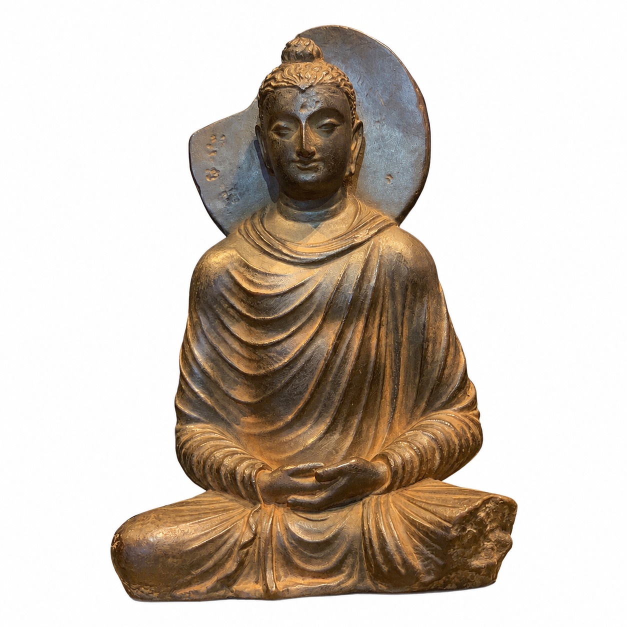 Gandhara Style Seated Buddha Resin Statue, approved main product view.