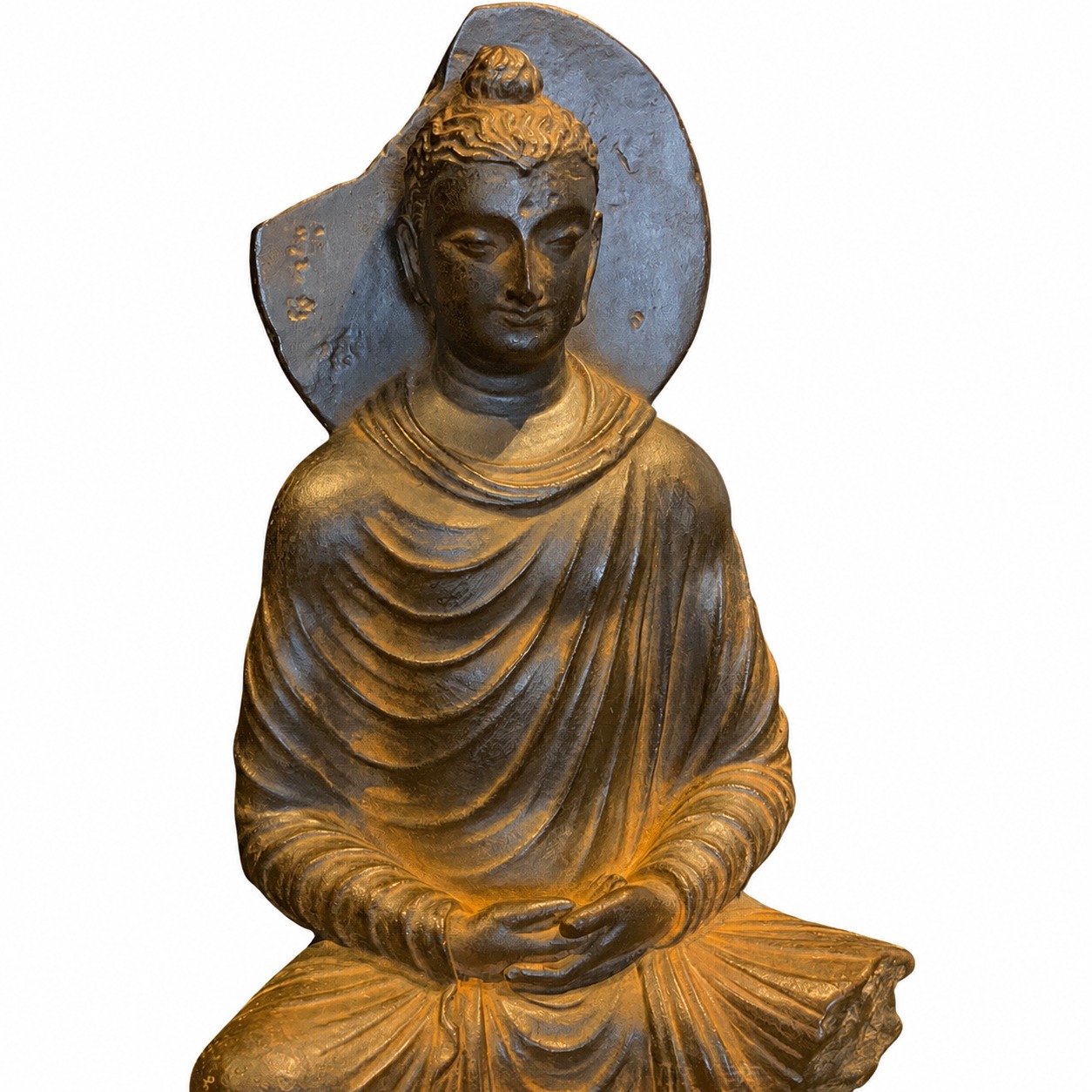 Gandhara Style Seated Buddha Resin Statue, approved main product view.