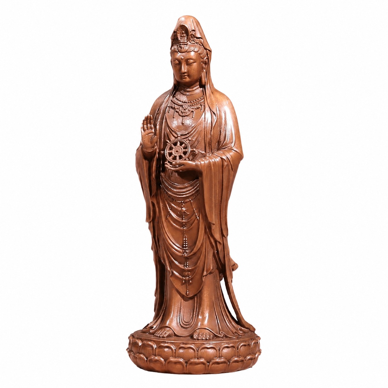 Standing Nanhai Guanyin Copper Alloy Statue, approved main product view.