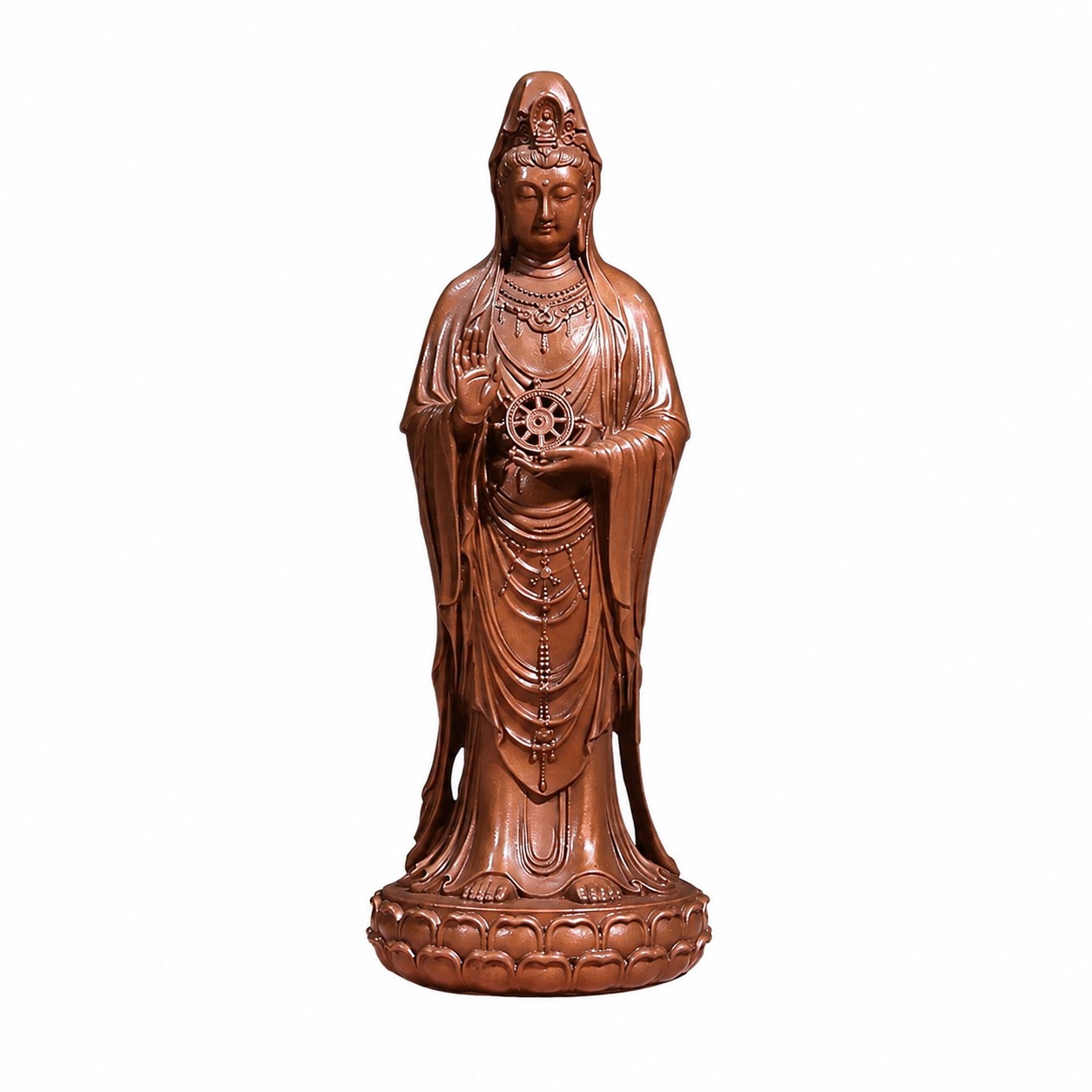 Standing Nanhai Guanyin Copper Alloy Statue, approved main product view.