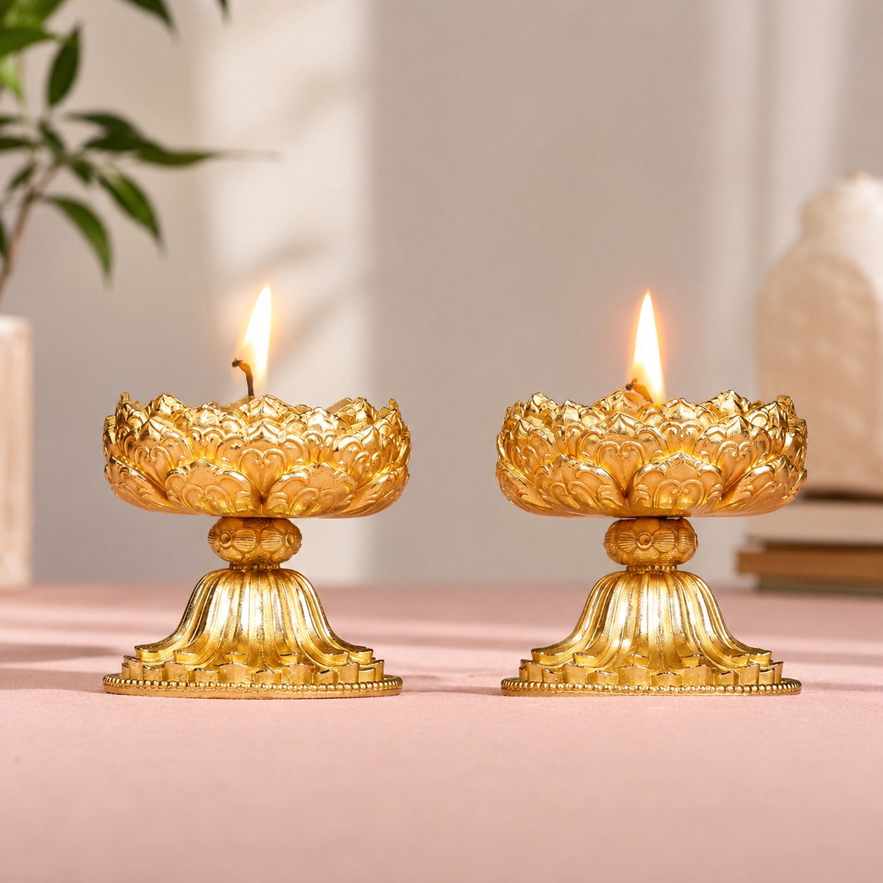 Lotus Brass Oil Lamp Holder, approved hero product view.
