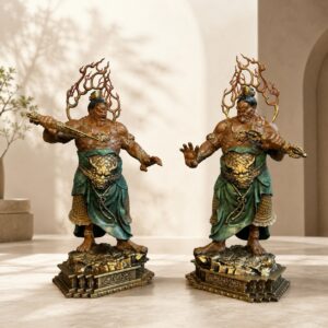 Heng and Ha Copper Alloy Guardian Statue Pair, approved hero product view.