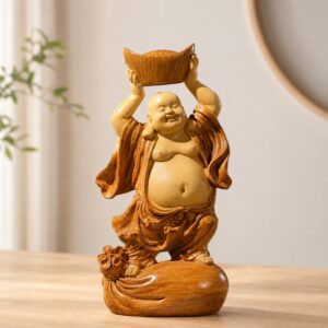 Laughing Buddha with Ingot Resin Statue, approved hero product view.