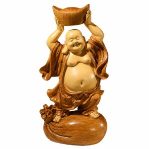 Laughing Buddha with Ingot Resin Statue, approved main product view.