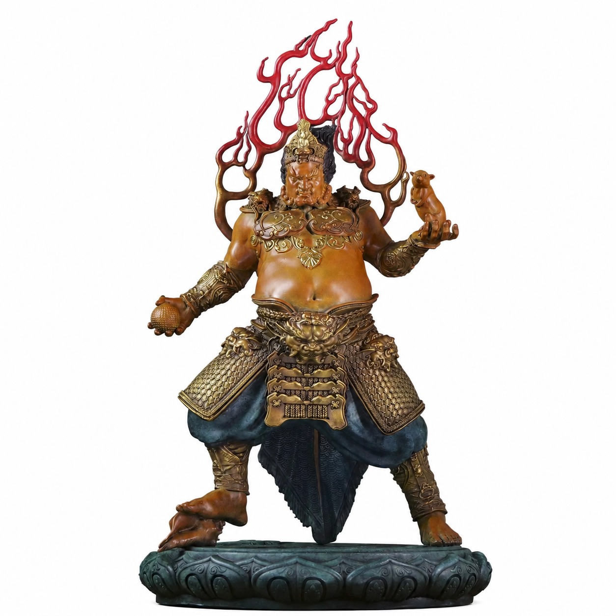 Yellow Jambhala Copper Alloy Statue, approved main product view.