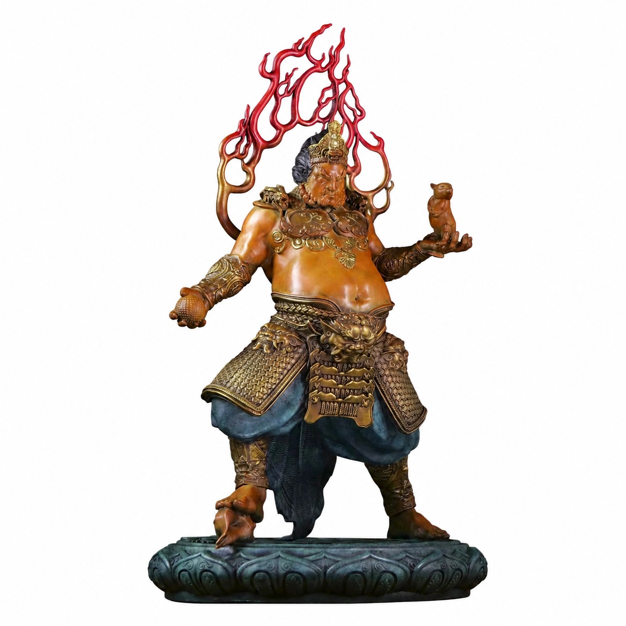 Yellow Jambhala Copper Alloy Statue, approved main product view.