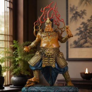 Yellow Jambhala Copper Alloy Statue, approved scene product view.